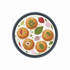 Dahi Vada with Spices and Garnish in Clay Bowl