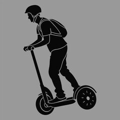 a person riding a Segway silhouette vector design art and illustration
