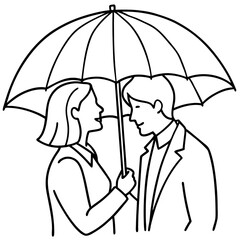 man and woman under umbrella