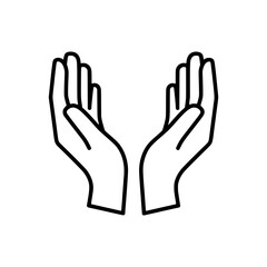 Obraz premium Outline icon of two open hands with palms facing up