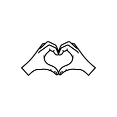 Fototapeta premium Outline icon of hand forming a heart