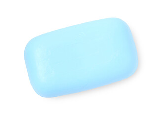 One soap bar isolated on white, top view. Personal hygiene product