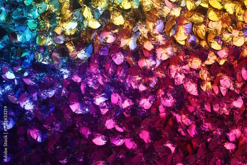 Poster vibrant holographic rainbow foil texture reflecting light with iridescent colors in a captivating di
