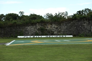 Indonesia, Bali - May 13, 2025: Empty helipad at heliport