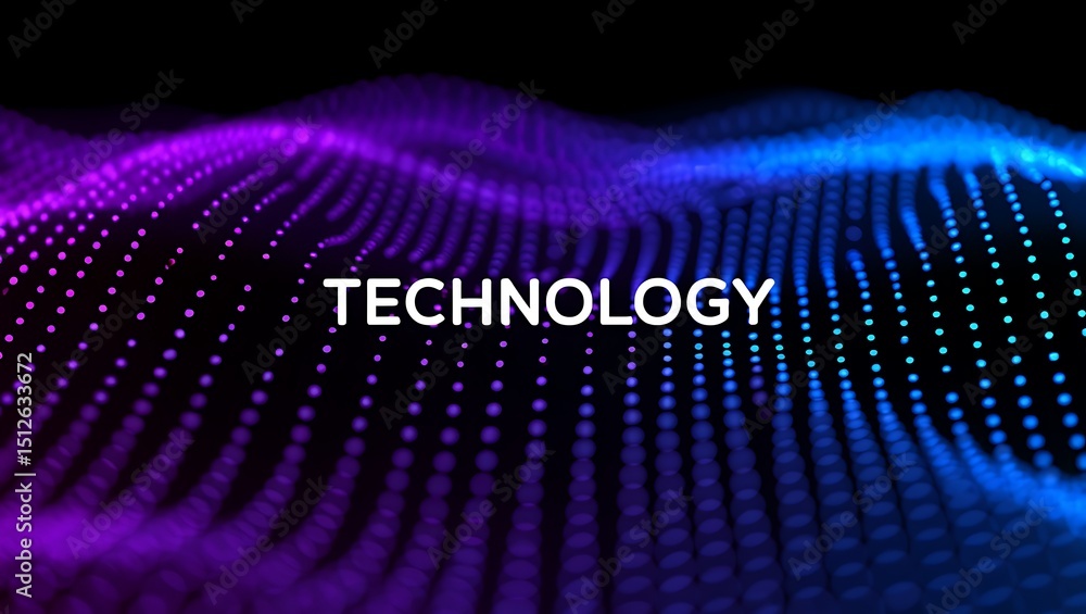 Poster abstract technology wave futuristic digital data flow visualization