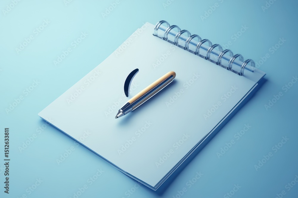 Poster calendar with checkmark icon representing task completion in an organized workspace with a notepad a