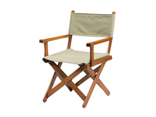 Vintage Director's Chair: A classic director's chair, showcasing sturdy wooden frame, armrests, and a canvas seat, evokes memories of film sets and outdoor adventures.