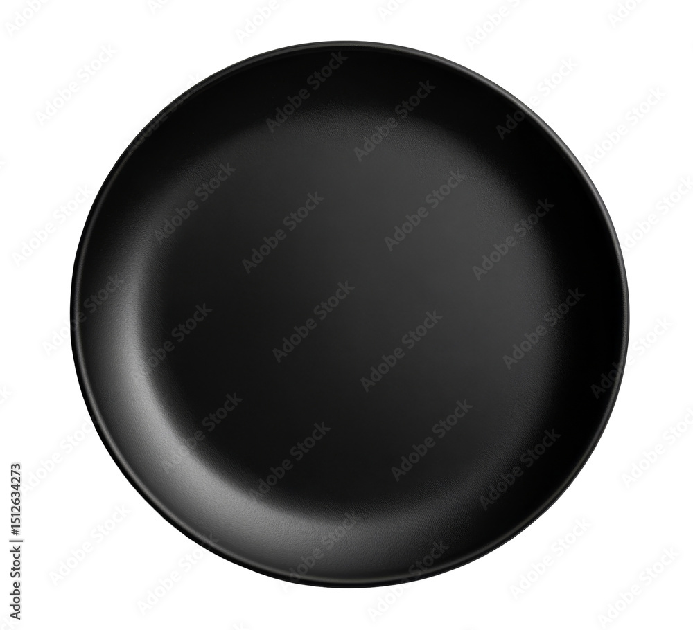 Poster plate with smooth black surface reflecting soft light at the edges highlighting its curvature