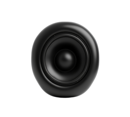 Speakers in black with circular shape show modern design and high audio performance
