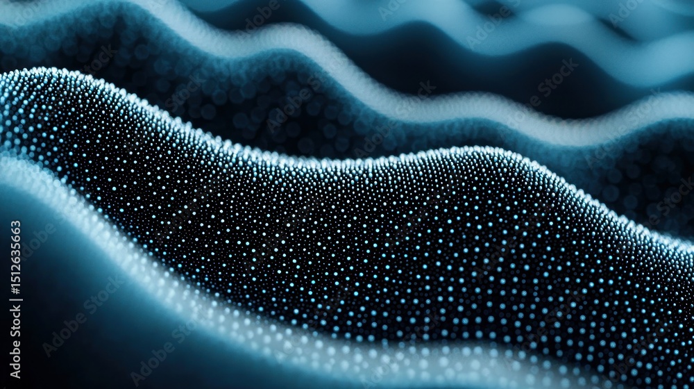 Poster abstract waves of blue dots create a textured background
