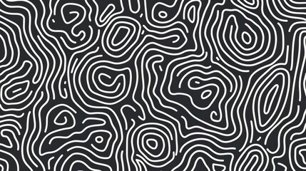 Black and white image of a pattern of lines. The lines are curved and appear to be in a zigzag pattern. The image has a sense of movement and energy