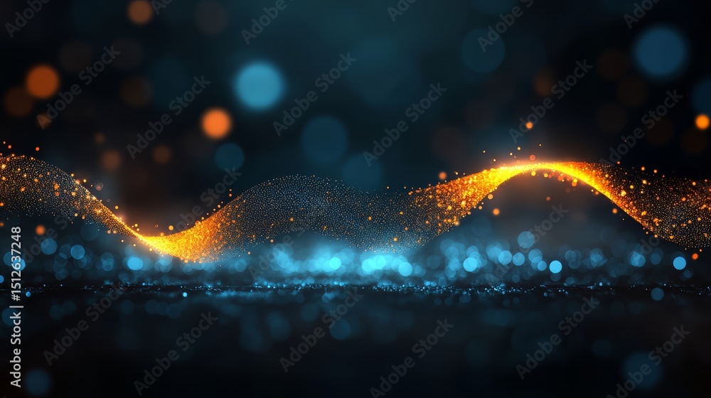 Aufkleber Colorful, swirling light display with a lot of sparkles. The sparkles are a mix of orange and blue, creating a dynamic and eye-catching effect