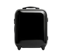 Stylish black suitcase with sleek design features four wheels and sturdy handle for easy travel