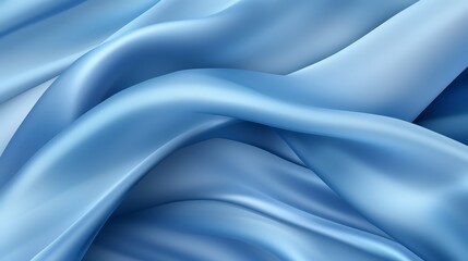 Obraz premium Blue fabric with a wave pattern. The fabric is flowing and has a smooth texture