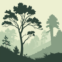 Obraz premium vector illustration of a tree background 