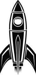  Rocket silhouette icon, flying rocket vector, space launch symbol, black spacecraft design
