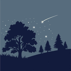 starry sky with shooting stars cosmic flat nigh vector 
