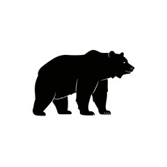Fototapeta premium Black vector icon of a bear in silhouette style, strong and bold animal symbol, minimal design for wildlife, nature, or mascot themes