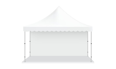 Canopy Tent Mockup, Front View, Isolated On White Background. Vector Illustration