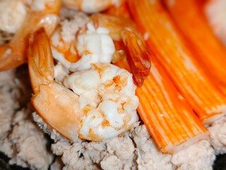 Shrimps and crab sticks