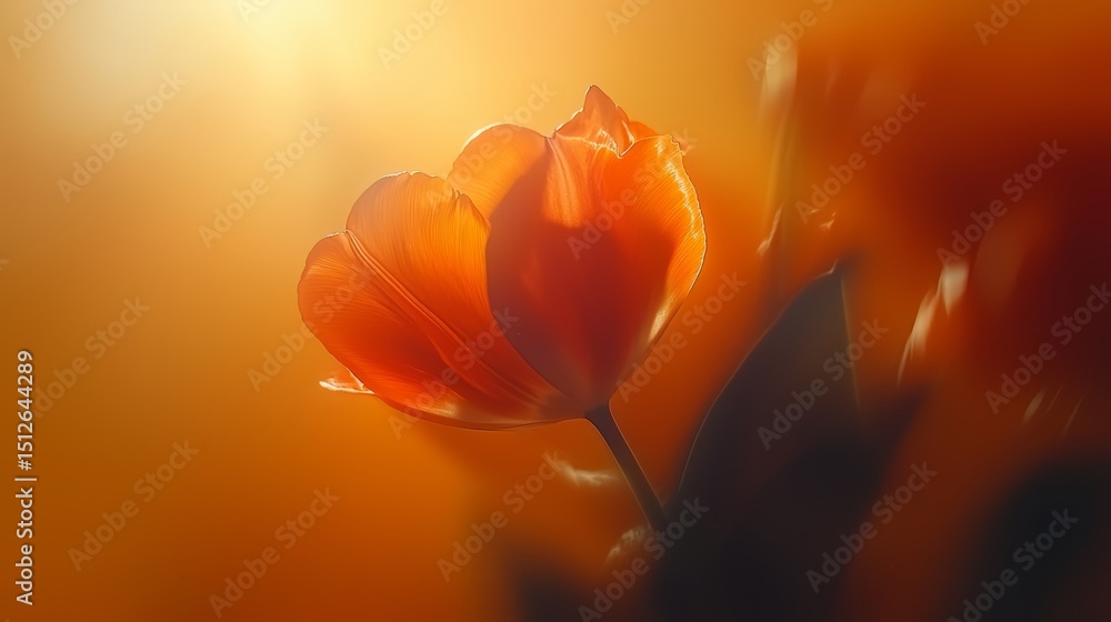 Poster close up of a red flower with a yellow background. the flower is the main focus of the image and it 