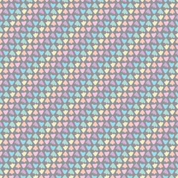 Colorful flower repeat background pattern. Abstract blooms wrapping paper vector in pastel colors over gray.