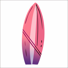 Cartoon Flat Style Surfboard Summer Holiday Vacation Isolated Beach Icon