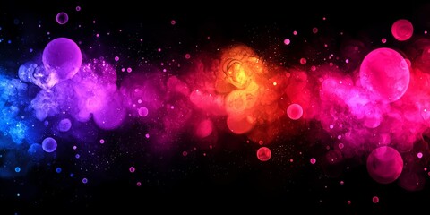 Colorful galaxy of stars and planets with a black background. The colors are bright and vibrant, creating a sense of wonder and excitement