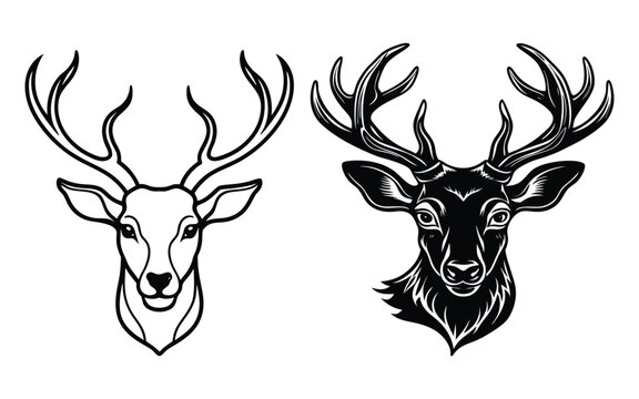 Tribal Deer Head Vector Clipart.