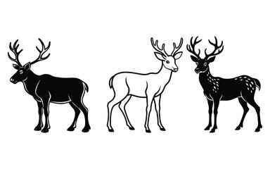 Minimal Line Art Deer Head Vector.