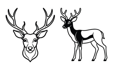 Wild Deer in Forest Landscape Vector.