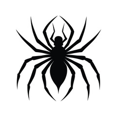 Spider Silhouette vector illustration. Black Widow spider in vector isolated on White. Single Spider Icon or Logo. Good as a design element to Halloween Holidays. spider vector set.