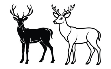 Stag and Doe Couple – Romantic Forest Animals.