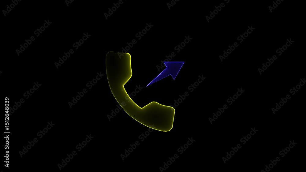Poster glowing neon line outgoing call icon animation. call concept on mobile phone screen animation . 4k v