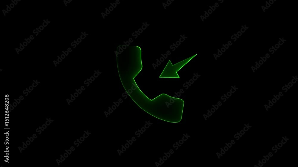 Poster glowing neon line ingoing call icon animation. call concept on mobile phone screen animation . 4k vi