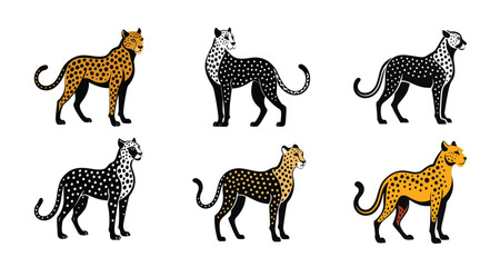Tiger leopard Silhouette  vector logo illustration. leopard art silhouette vector illustrations icon, logo design set .