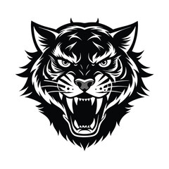 Tiger head  Silhouette  vector logo illustration. Tiger head art silhouette vector illustrations icon, logo design set .