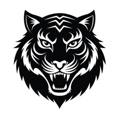 Obraz premium Tiger head Silhouette vector logo illustration. Tiger head art silhouette vector illustrations icon, logo design set .