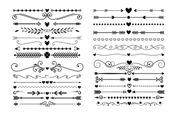 Romantic Heart and Arrow Decorative Dividers
