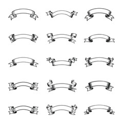 set of vintage ribbons and labels