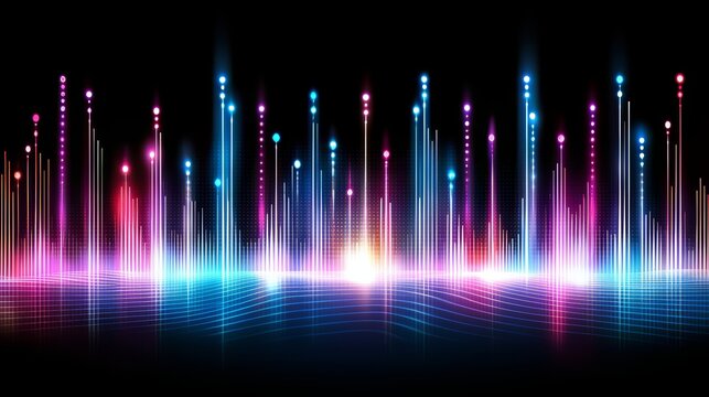 Colorful, multi-colored, and abstract image of a wave with many different colored lines. The image is full of energy and excitement