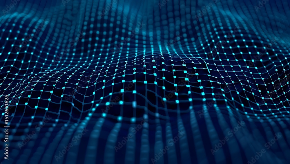 Fototapete abstract digital waveform futuristic grid network texture