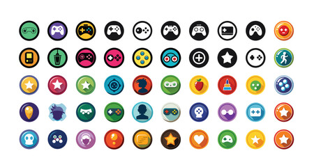 Game buttons icon set. game button icon, logo vector illustration.