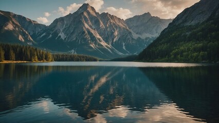 Beautiful Nature Landscape with Mountains and Lake