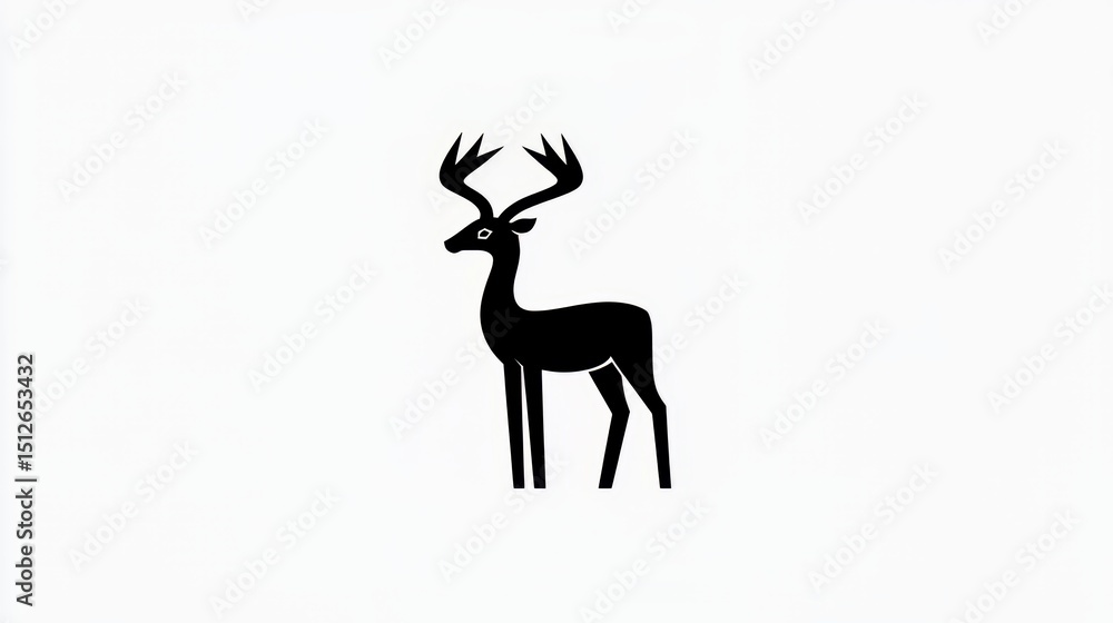 Aufkleber Deer is standing in front of a white background. The deer is the main focus of the image, and it is looking at the camera. The image has a simple and clean design