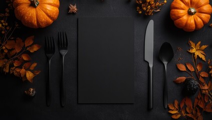 Autumnal table setting with blank menu