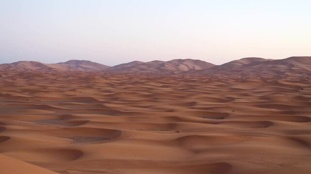 Panoramic Panning Shot of the Sahara Desert Landscape