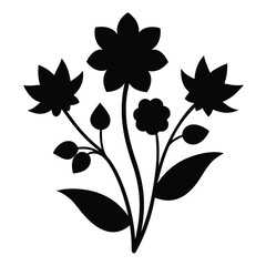  Blooming Flowers and Leaves Silhouette