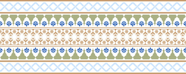 Seamless Border pattern design creative colorful beautiful border texture vector illustration for fabric textile paper horizontal border pattern islamic floral decorative
