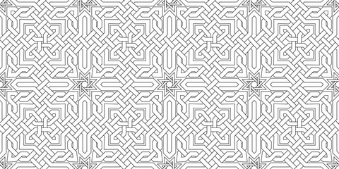 Celtic knot seamless pattern creative black white outline stroke theme vector tiles texture fabric textile paper print packaging wrapping background wallpaper